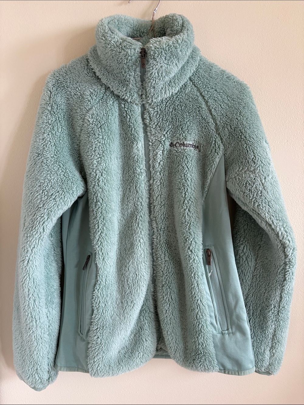 Columbia Full-Zip Up Plush Fleece Fuzzy Jacket Aqua